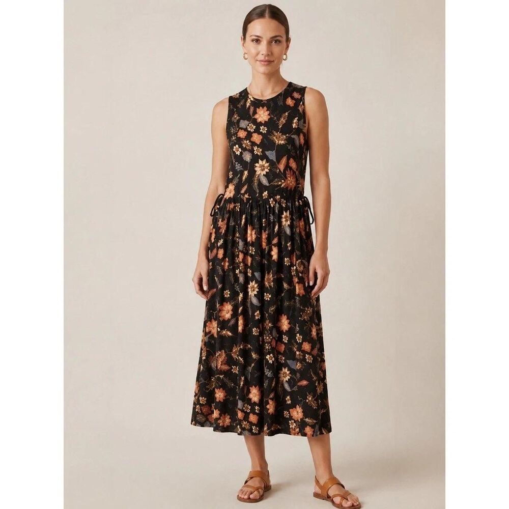 Ulla Johnson Clea Sleeveless Floral Jersey Midi Dress Side Tie Size M